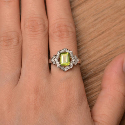 Emerald Cut Peridot Cocktail Rings - Palmary
