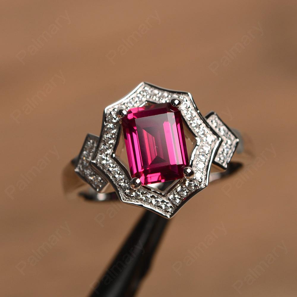 Emerald Cut Ruby Cocktail Rings - Palmary