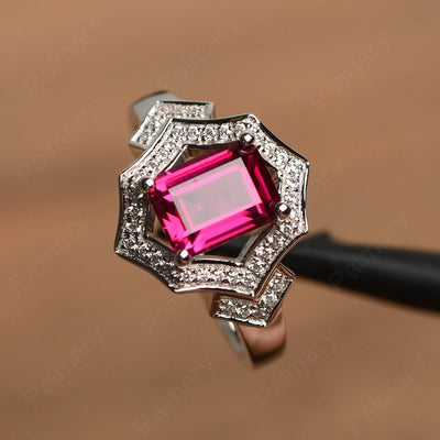 Emerald Cut Ruby Cocktail Rings - Palmary