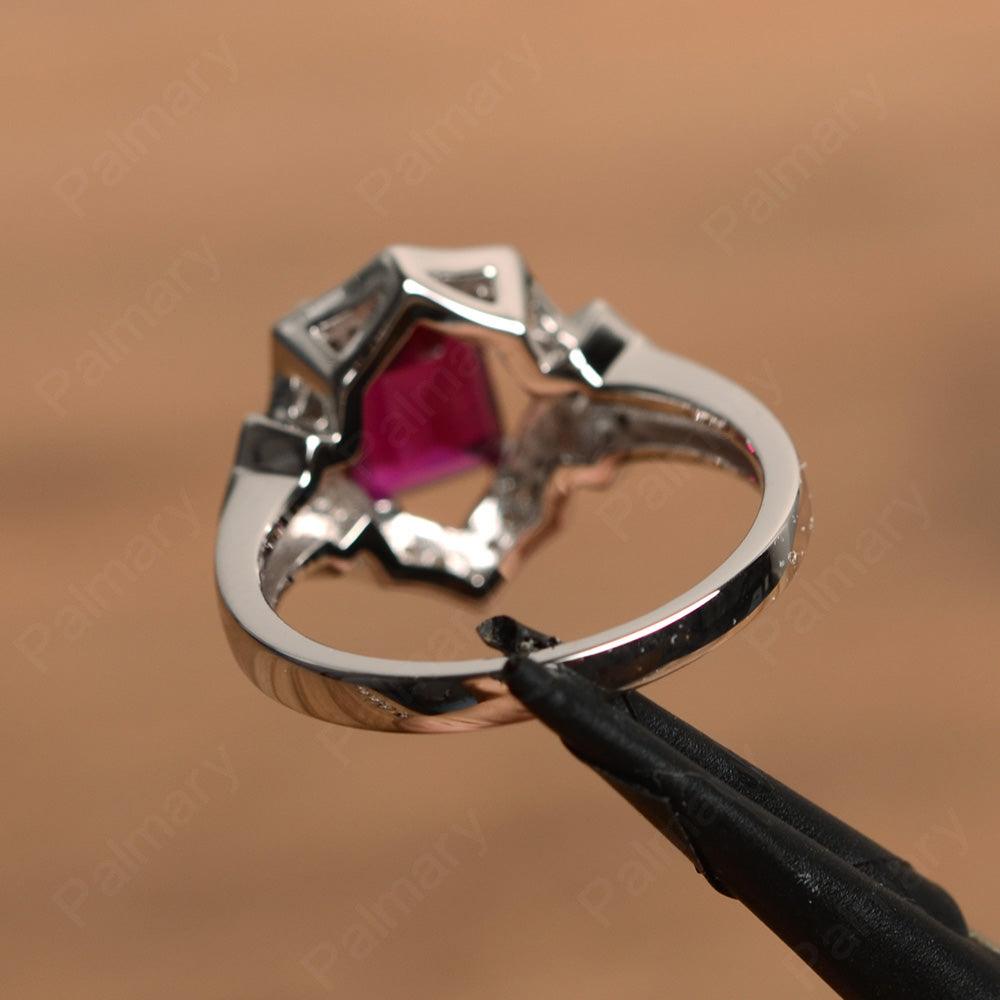 Emerald Cut Ruby Cocktail Rings - Palmary