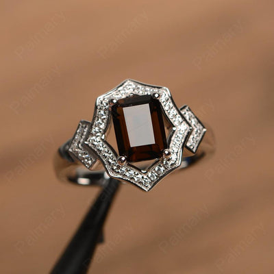 Emerald Cut Smoky Quartz  Cocktail Rings - Palmary