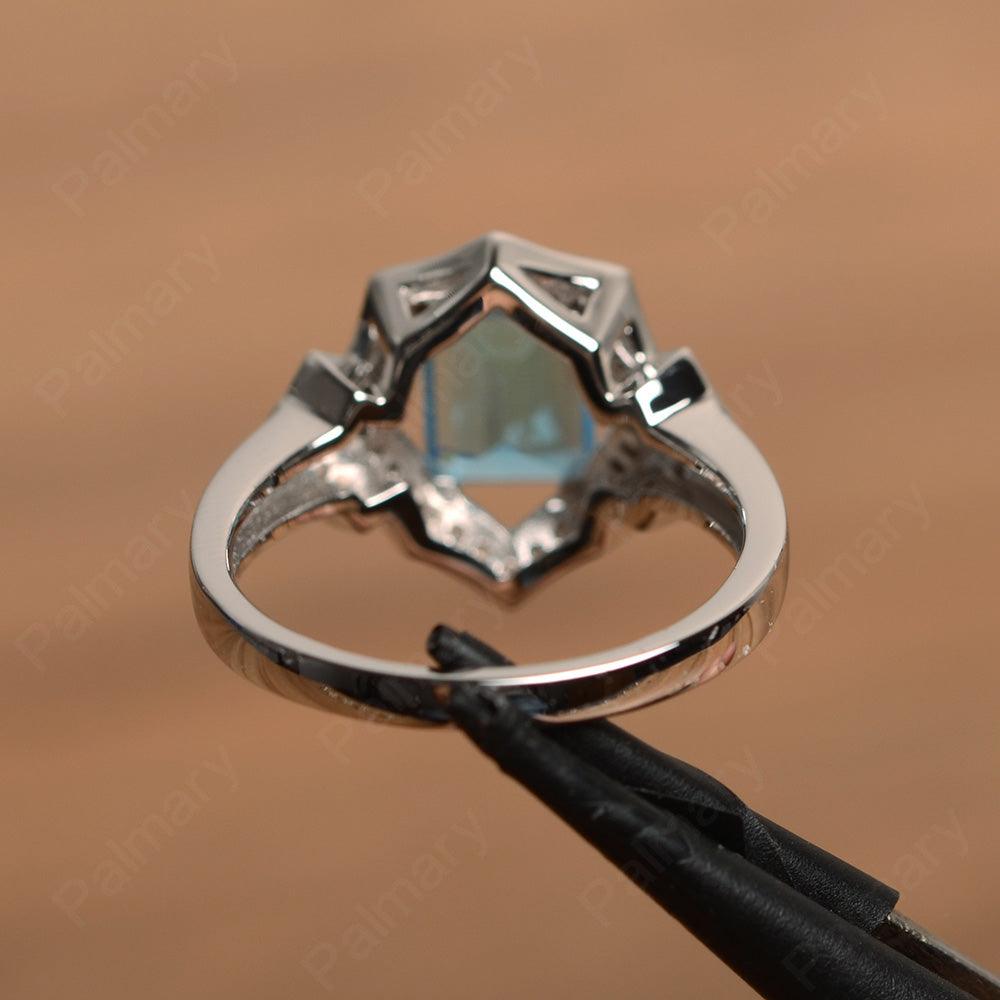 Emerald Cut Swiss Blue Topaz Cocktail Rings - Palmary