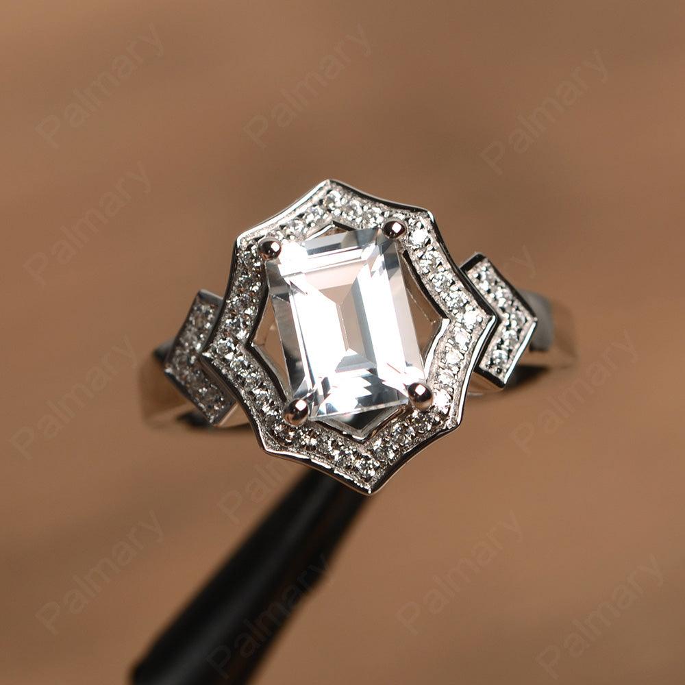 Emerald Cut White Topaz Cocktail Rings - Palmary