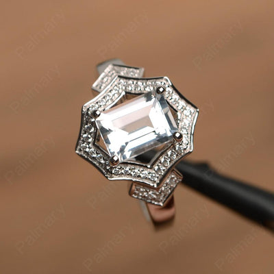 Emerald Cut White Topaz Cocktail Rings - Palmary