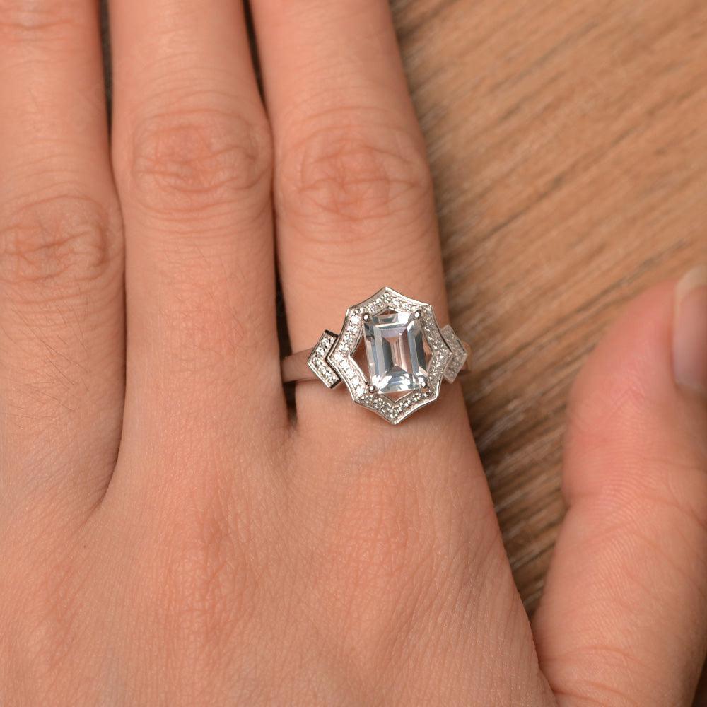 Emerald Cut White Topaz Cocktail Rings - Palmary