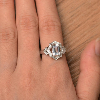 Emerald Cut White Topaz Cocktail Rings - Palmary