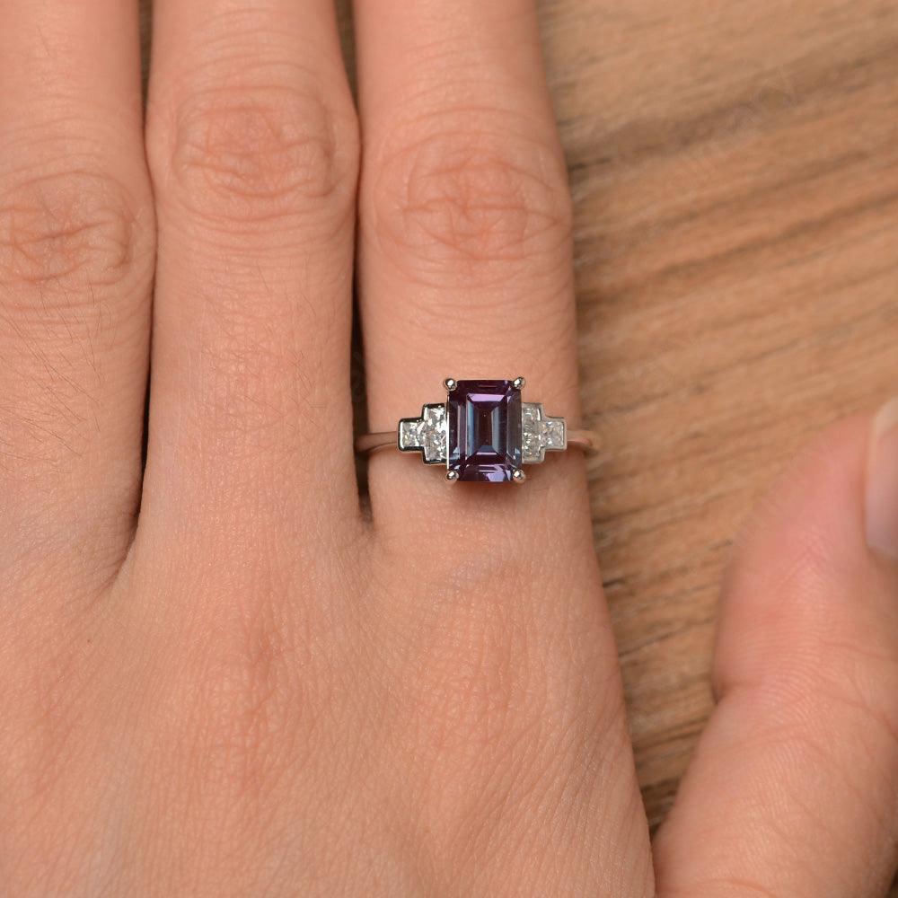 Emerald Cut Alexandrite Rings - Palmary