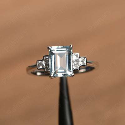 Emerald Cut Aquamarine Rings - Palmary