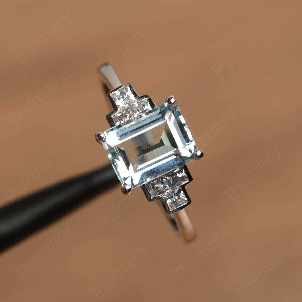 Emerald Cut Aquamarine Rings - Palmary