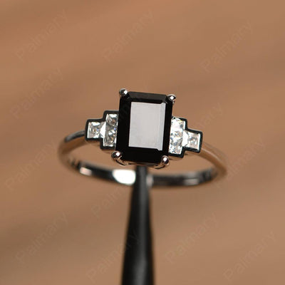 Emerald Cut Black Spinel Rings - Palmary