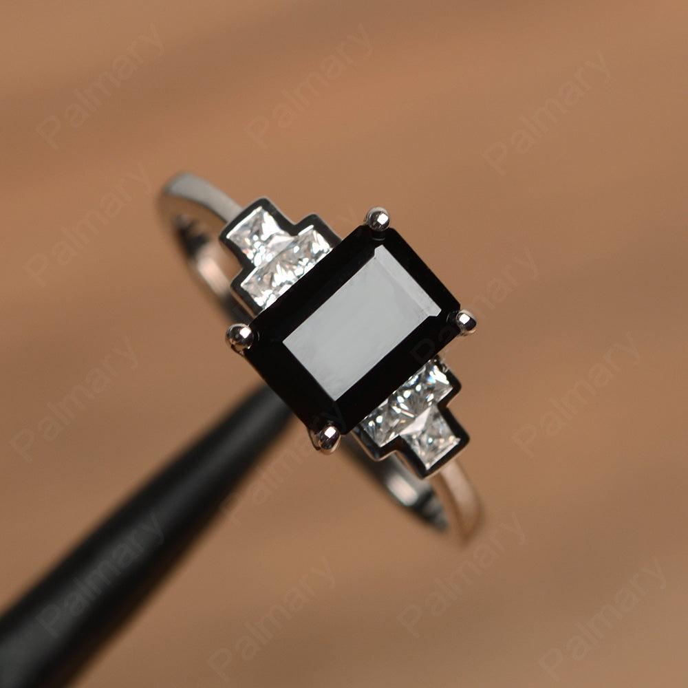 Emerald Cut Black Spinel Rings - Palmary