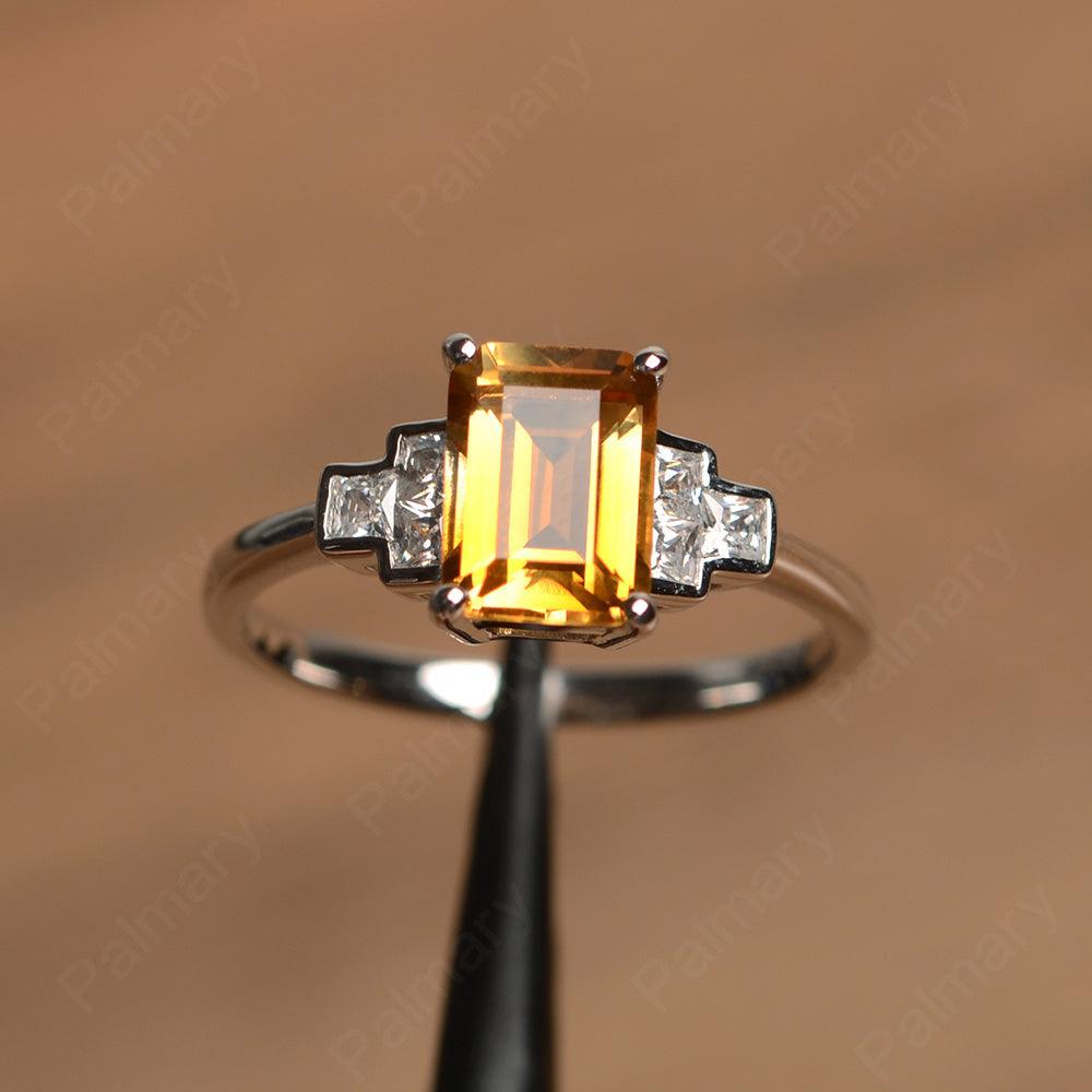 Emerald Cut Citrine Rings - Palmary