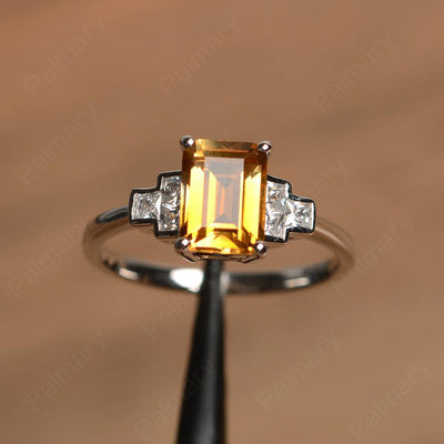 Emerald Cut Citrine Rings - Palmary
