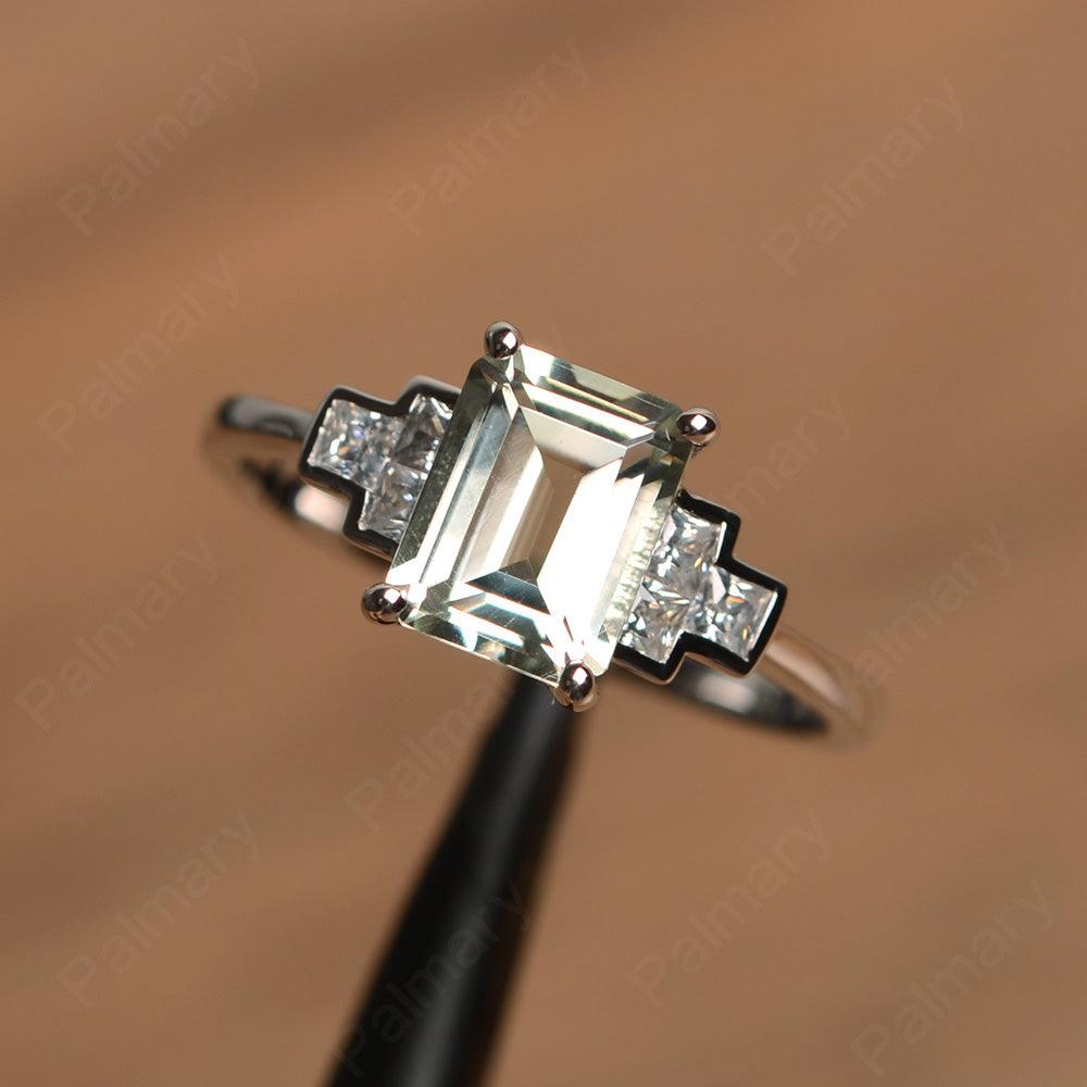 Emerald Cut Green Amethyst Rings - Palmary
