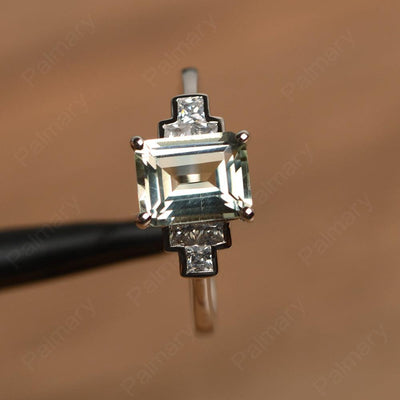 Emerald Cut Green Amethyst Rings - Palmary