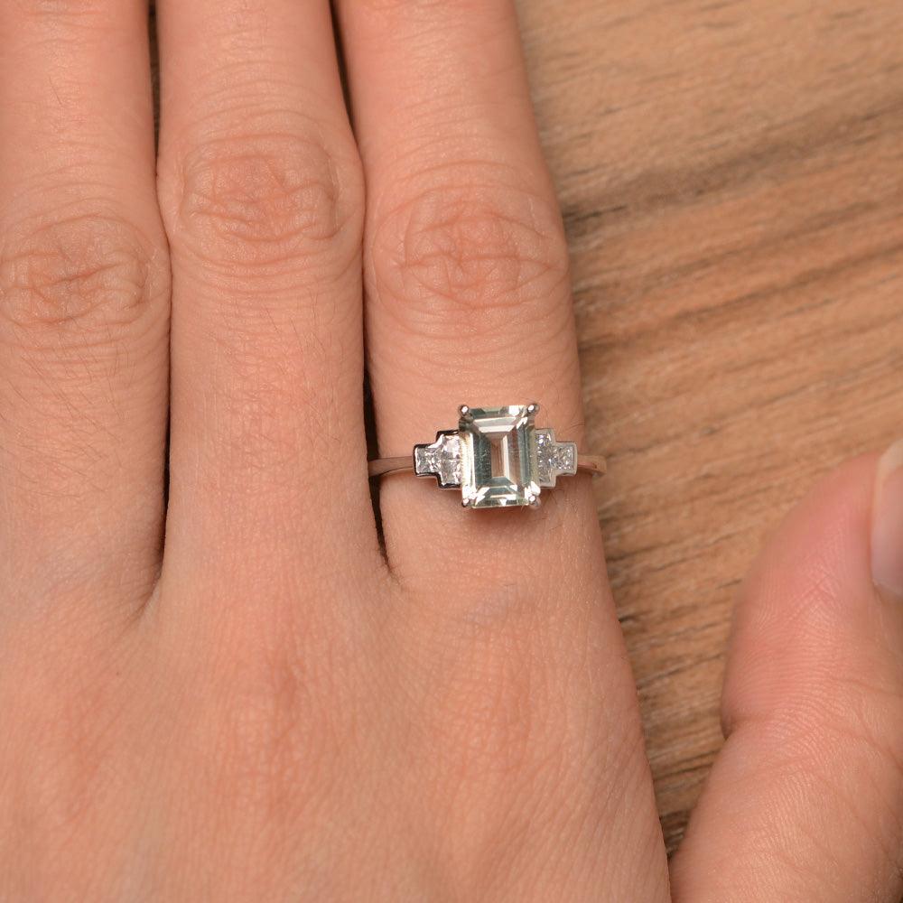 Emerald Cut Green Amethyst Rings - Palmary