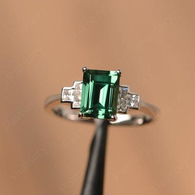 Emerald Cut Green Sapphire Rings - Palmary