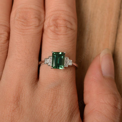 Emerald Cut Green Sapphire Rings - Palmary
