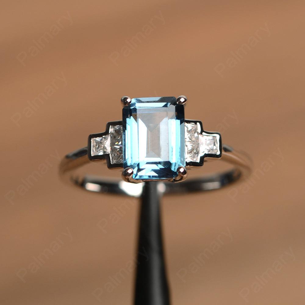 Emerald Cut London Blue Topaz Rings - Palmary