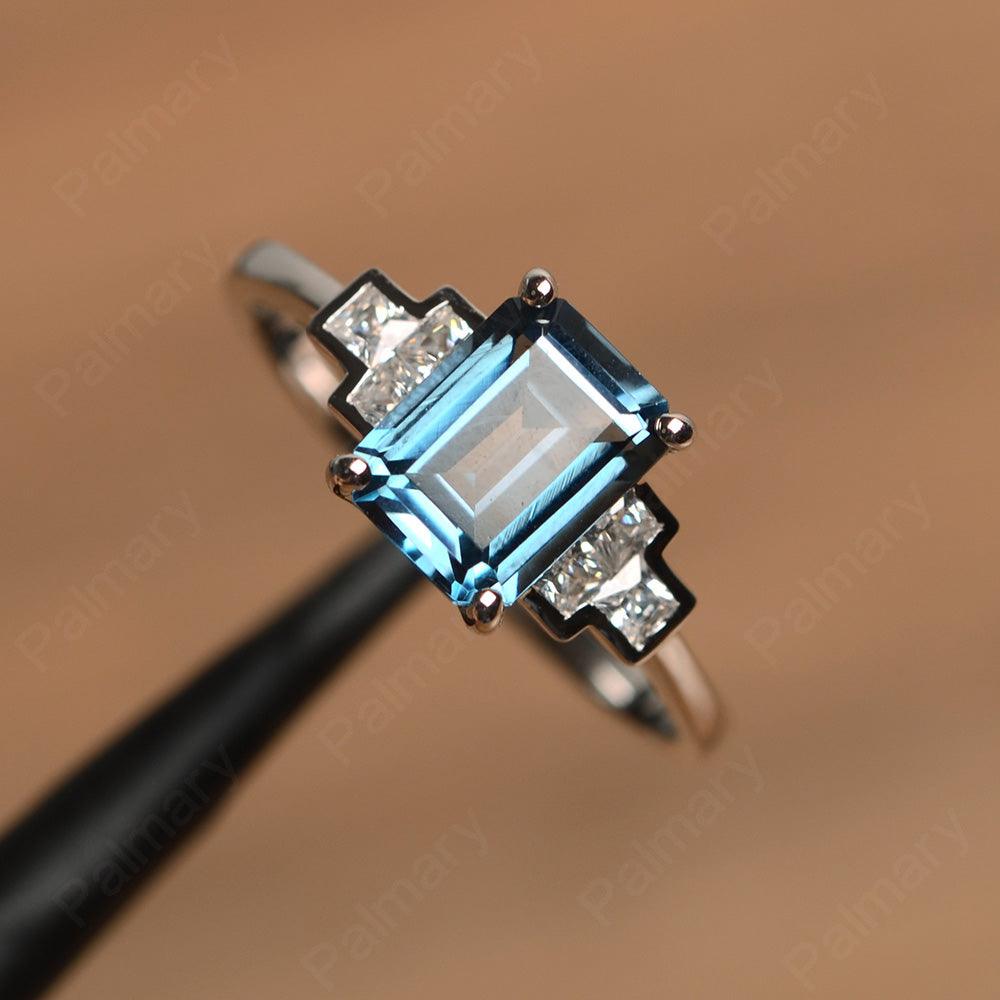 Emerald Cut London Blue Topaz Rings - Palmary