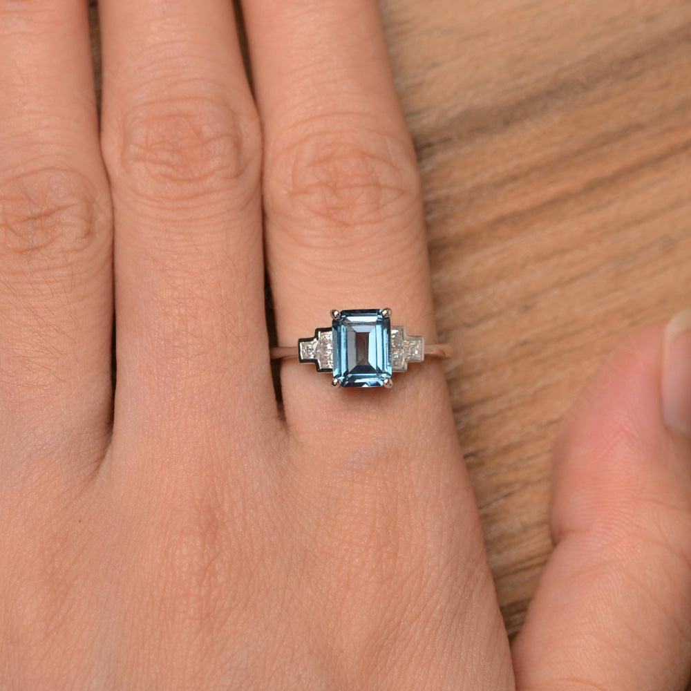 Emerald Cut London Blue Topaz Rings - Palmary