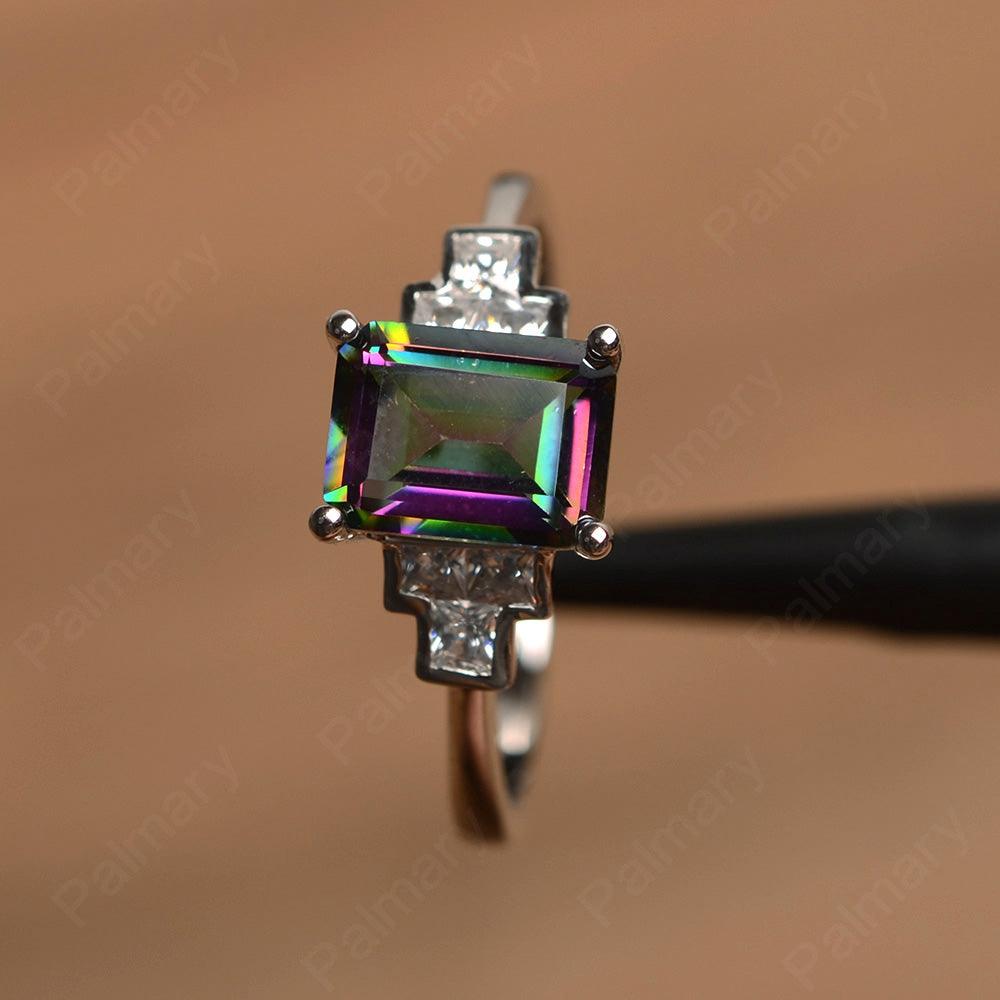 Emerald Cut Mystic Topaz Rings - Palmary