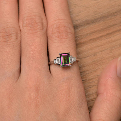 Emerald Cut Mystic Topaz Rings - Palmary
