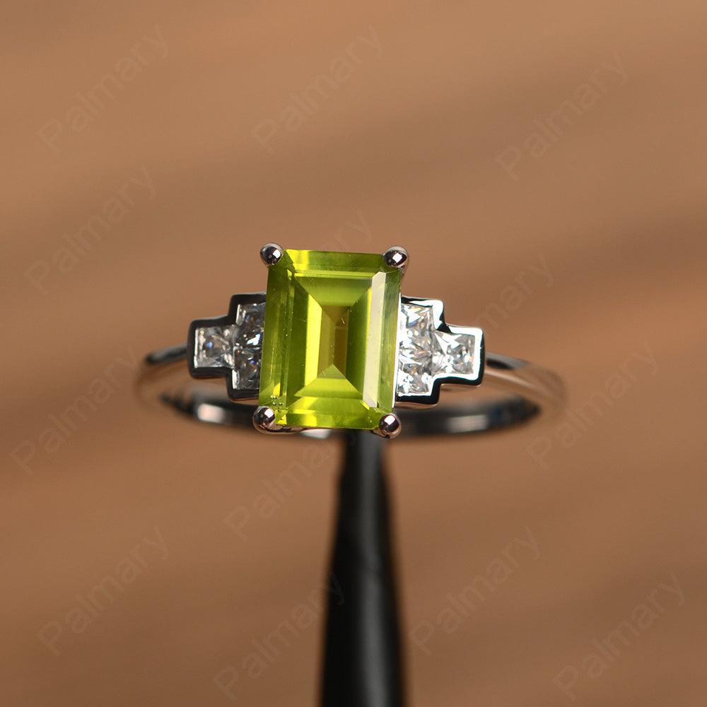 Emerald Cut Peridot Rings - Palmary