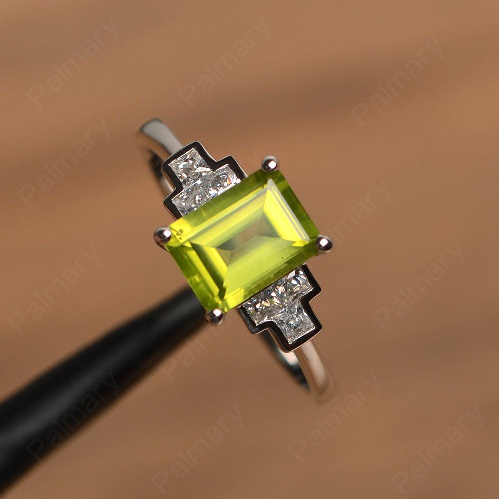 Emerald Cut Peridot Rings - Palmary