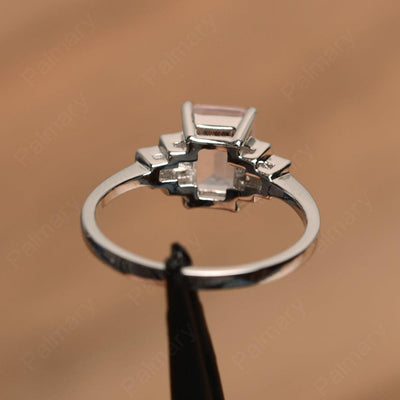 Emerald Cut Rose Quartz Rings - Palmary