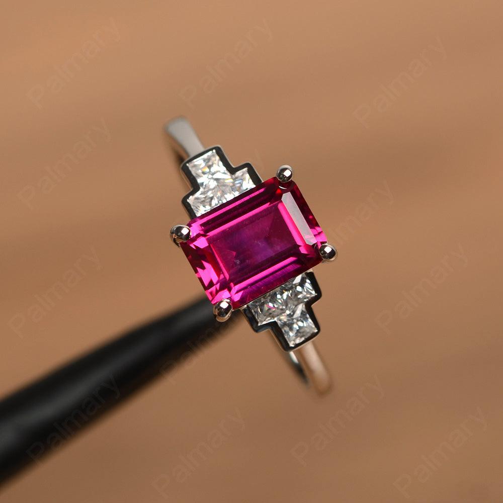 Emerald Cut Ruby Rings - Palmary