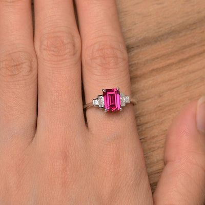 Emerald Cut Ruby Rings - Palmary