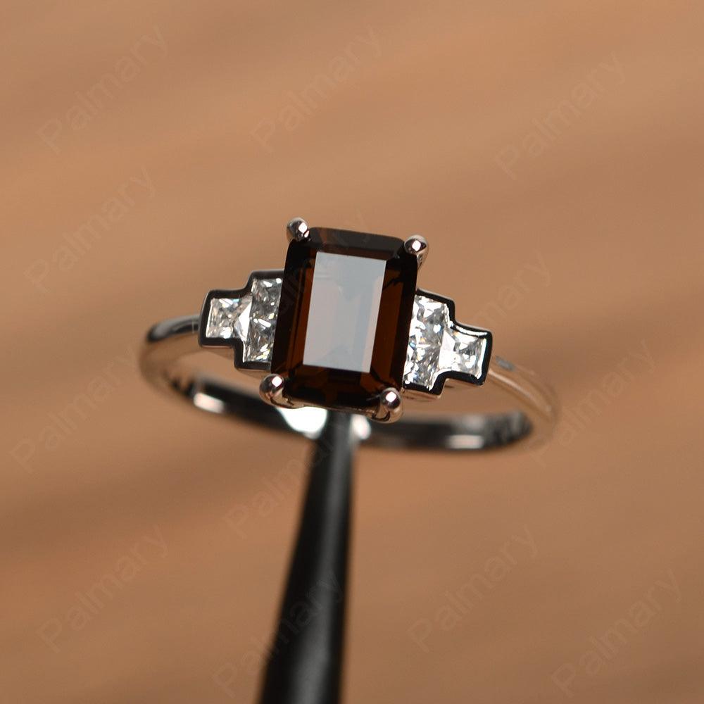 Emerald Cut Smoky Quartz  Rings - Palmary