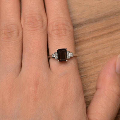 Emerald Cut Smoky Quartz  Rings - Palmary