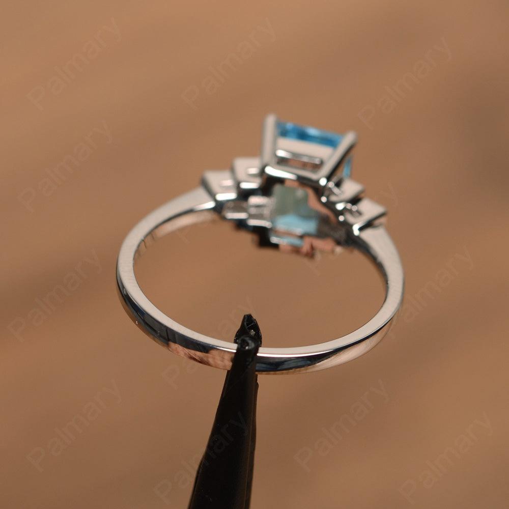 Emerald Cut Swiss Blue Topaz Rings - Palmary