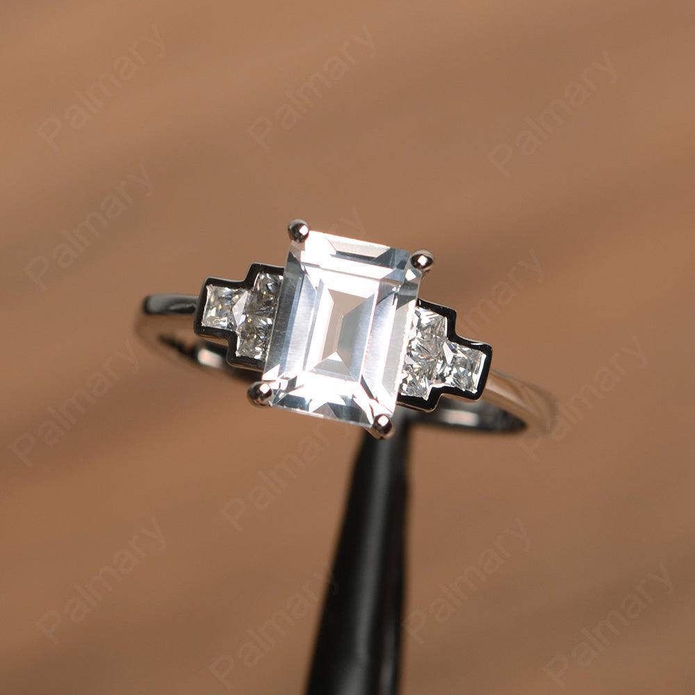 Emerald Cut White Topaz Rings - Palmary