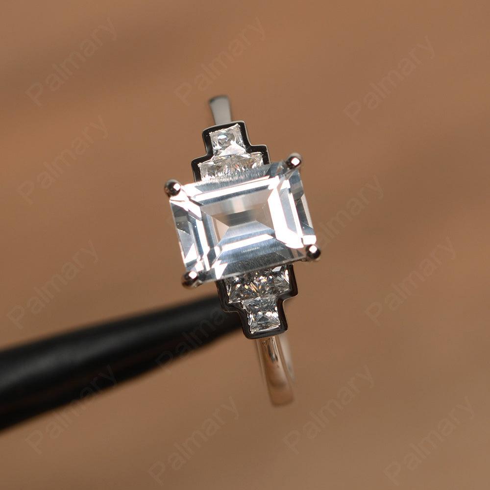 Emerald Cut White Topaz Rings - Palmary