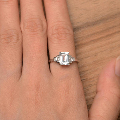 Emerald Cut White Topaz Rings - Palmary