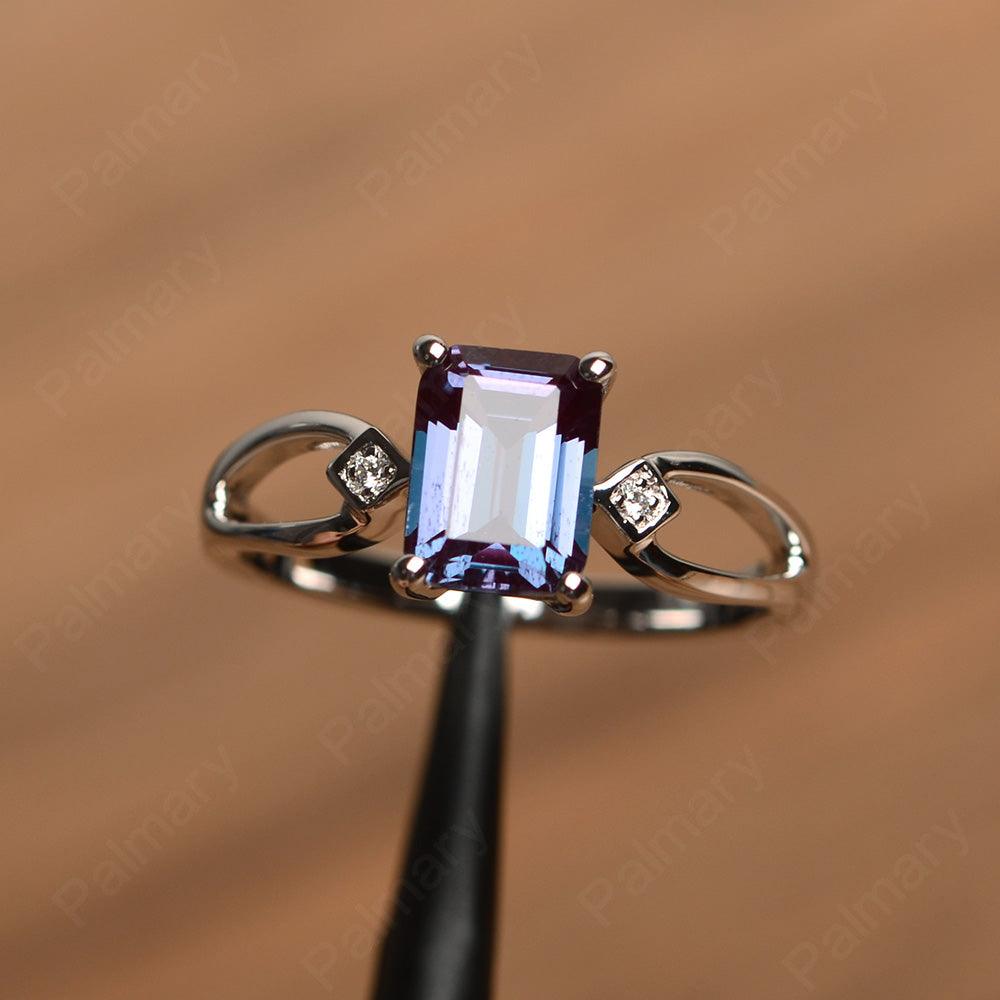 Emerald Cut Alexandrite Promise Rings - Palmary