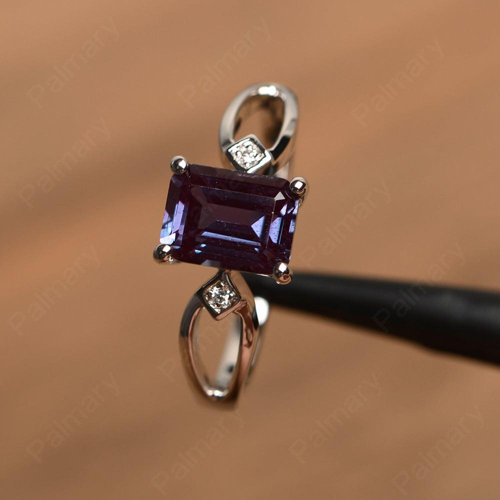 Emerald Cut Alexandrite Promise Rings - Palmary