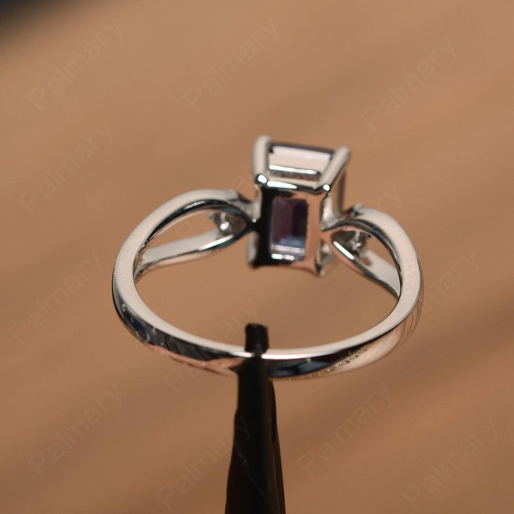 Emerald Cut Alexandrite Promise Rings - Palmary