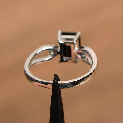 Emerald Cut Black Spinel Promise Rings - Palmary