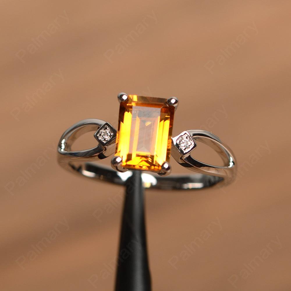 Emerald Cut Citrine Promise Rings - Palmary