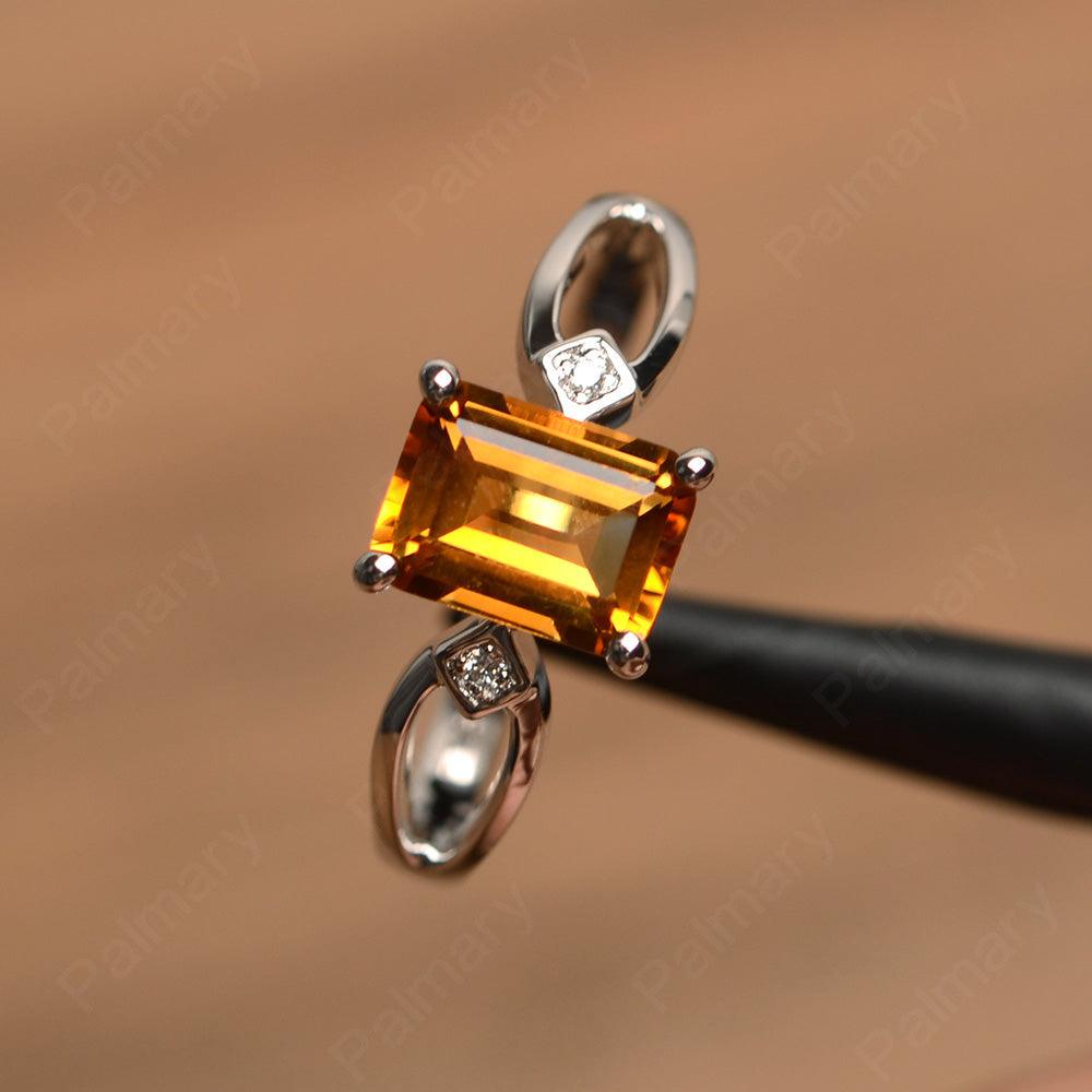 Emerald Cut Citrine Promise Rings - Palmary