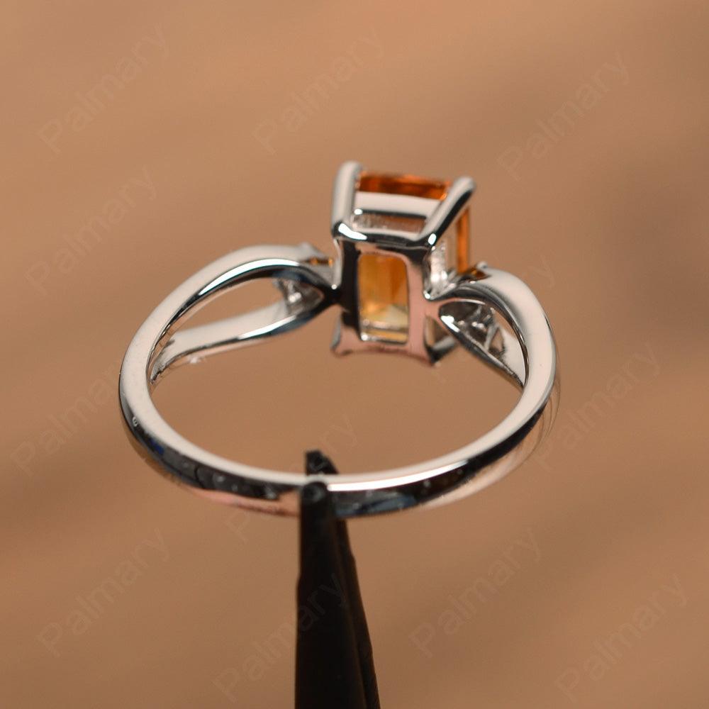 Emerald Cut Citrine Promise Rings - Palmary