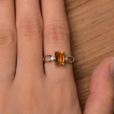 Emerald Cut Citrine Promise Rings - Palmary
