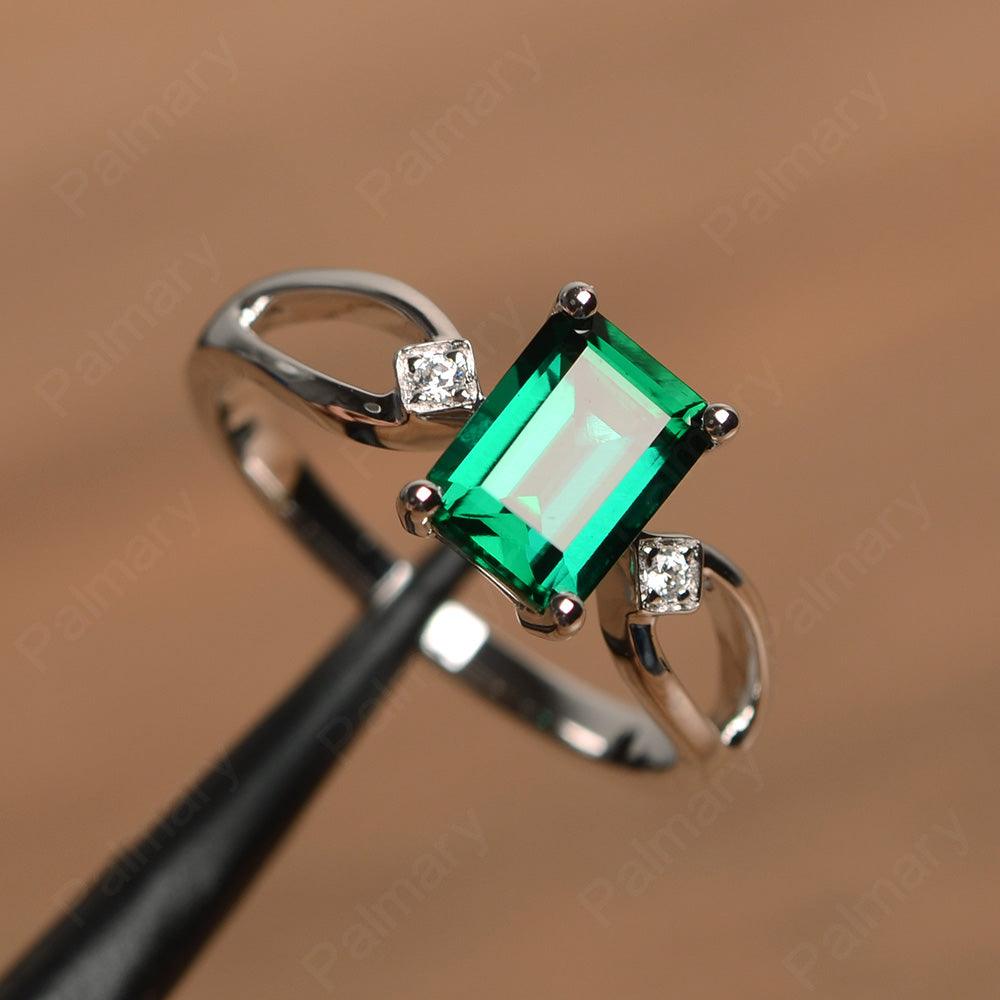 Emerald Cut Emerald Promise Rings - Palmary