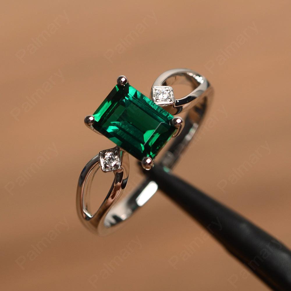 Emerald Cut Emerald Promise Rings - Palmary