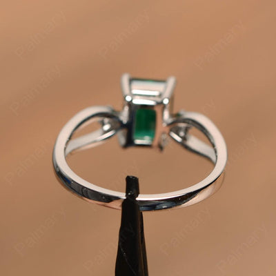 Emerald Cut Emerald Promise Rings - Palmary