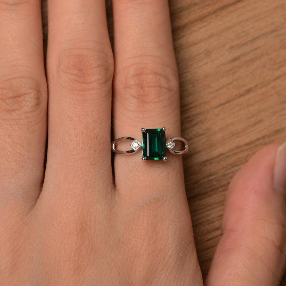 Emerald Cut Emerald Promise Rings - Palmary